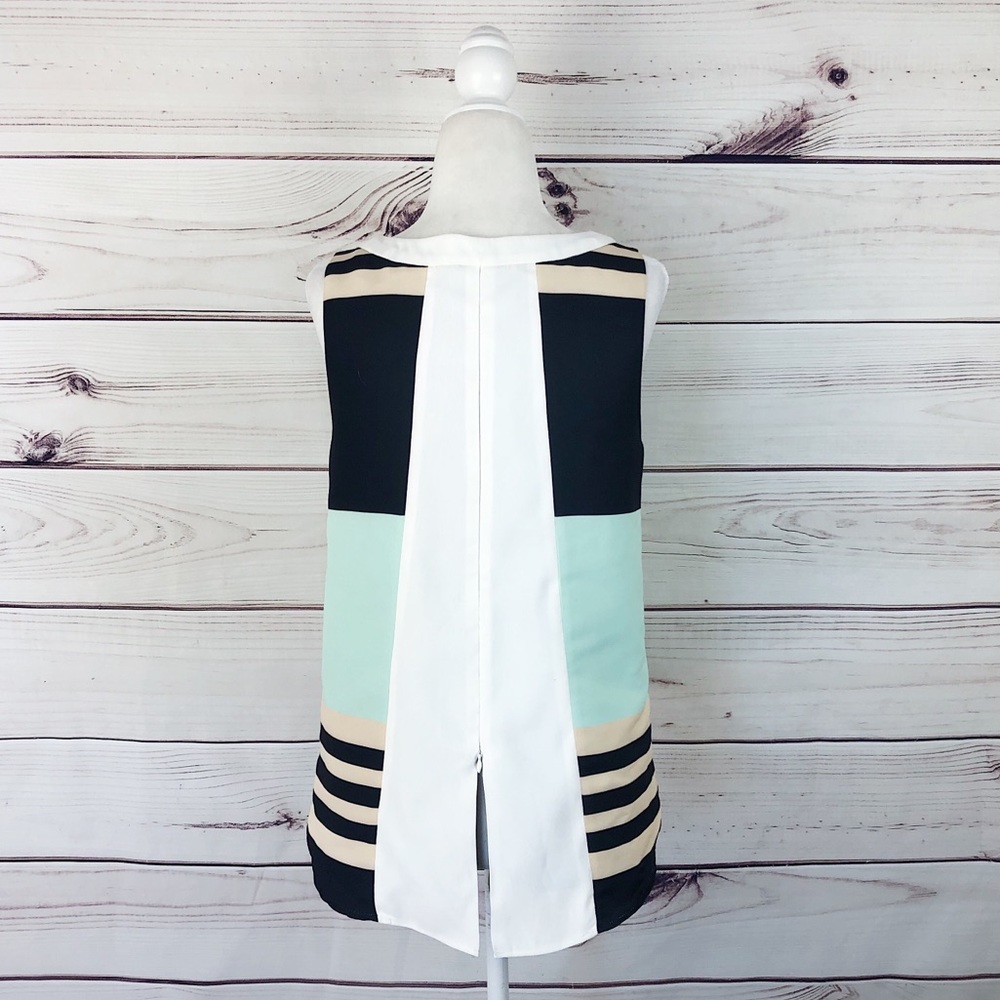 Troubadour Stripe Split Back Color Block Blouse 4 - image 6